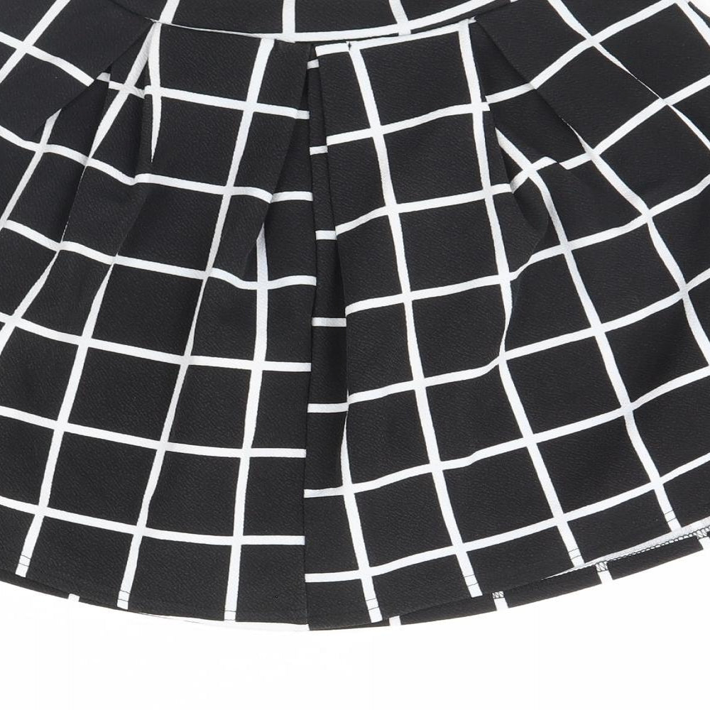 Boohoo Womens Black Plaid  Mini Skirt Size 14
