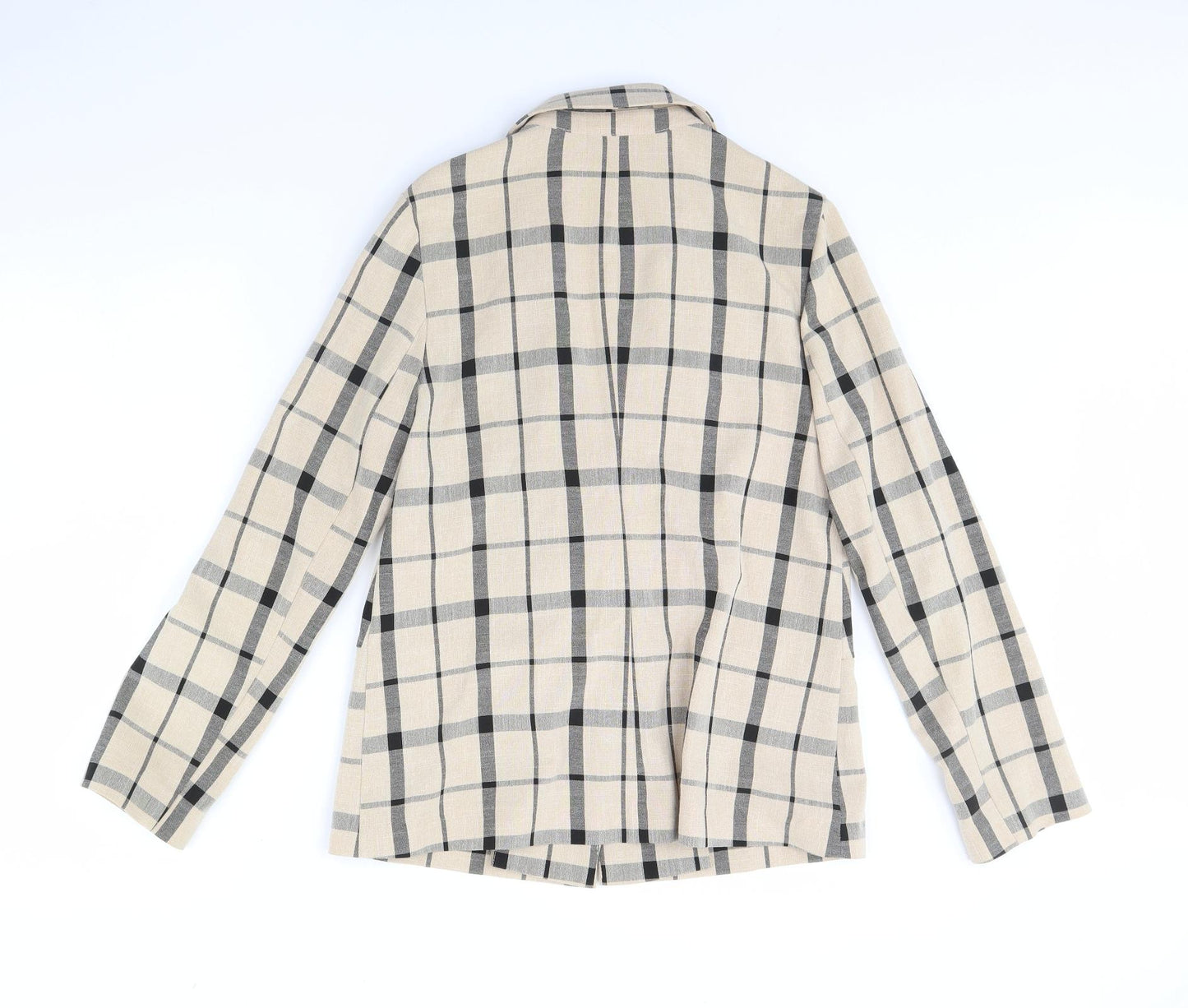 Primark Womens Beige Plaid  Jacket Blazer Size 10