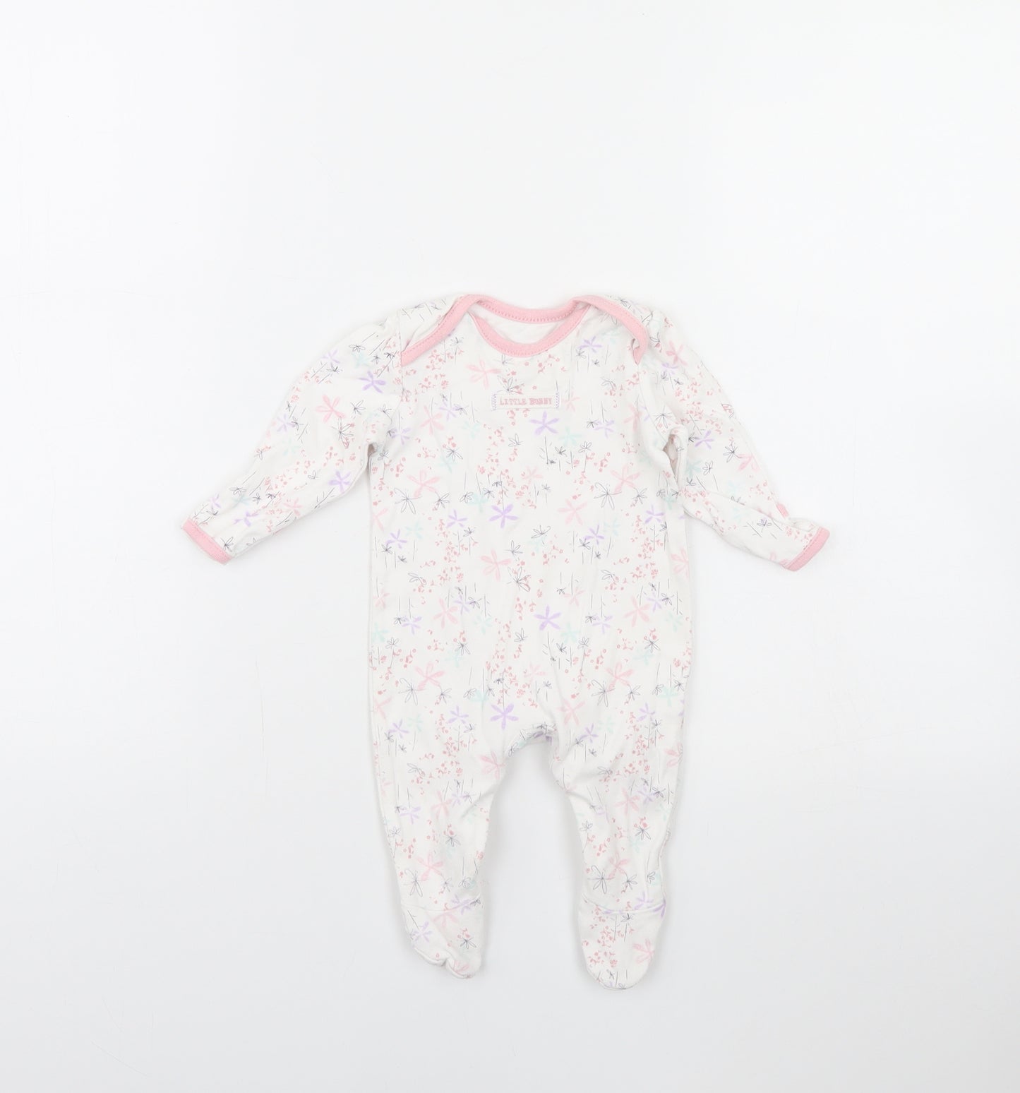 George Girls White Floral  Babygrow One-Piece Size 0-3 Months