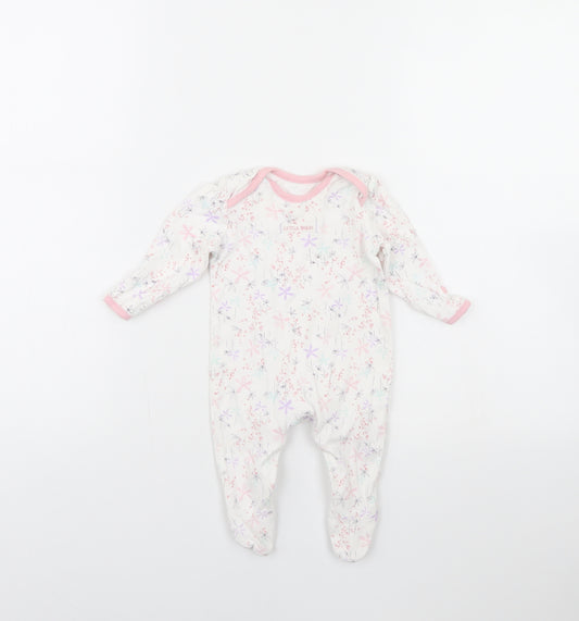 George Girls White Floral  Babygrow One-Piece Size 0-3 Months