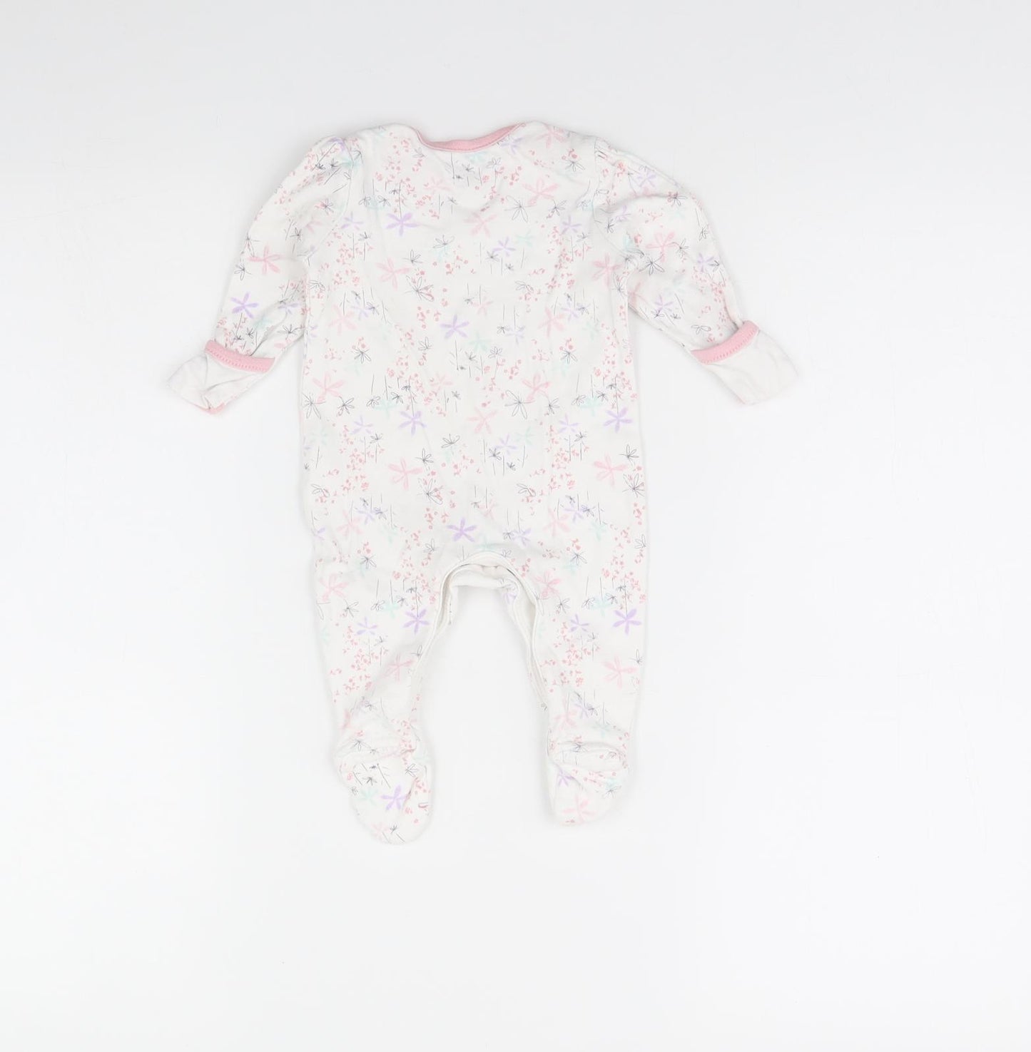 George Girls White Floral  Babygrow One-Piece Size 0-3 Months