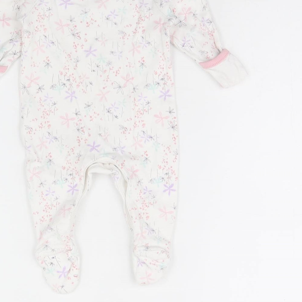 George Girls White Floral  Babygrow One-Piece Size 0-3 Months