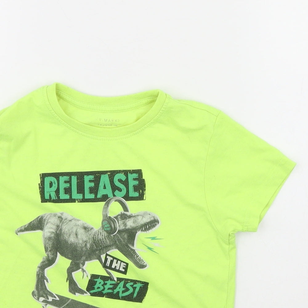 Primark Boys Green   Basic T-Shirt Size 7 Years  - Dinosaur
