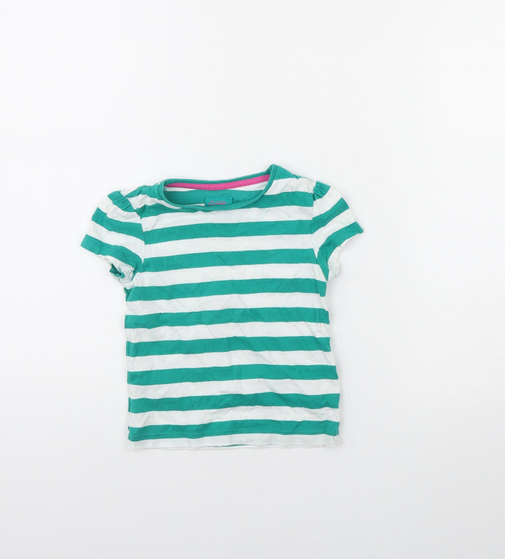 TU Girls Green Striped  Basic T-Shirt Size 2 Years