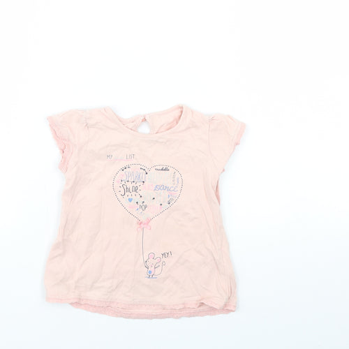 Preworn Girls Pink   Basic T-Shirt Size 18-24 Months