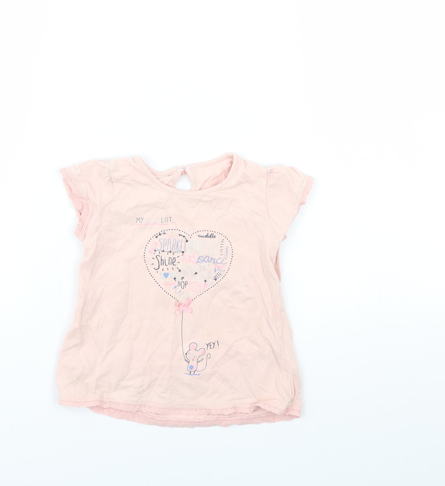 Preworn Girls Pink   Basic T-Shirt Size 18-24 Months