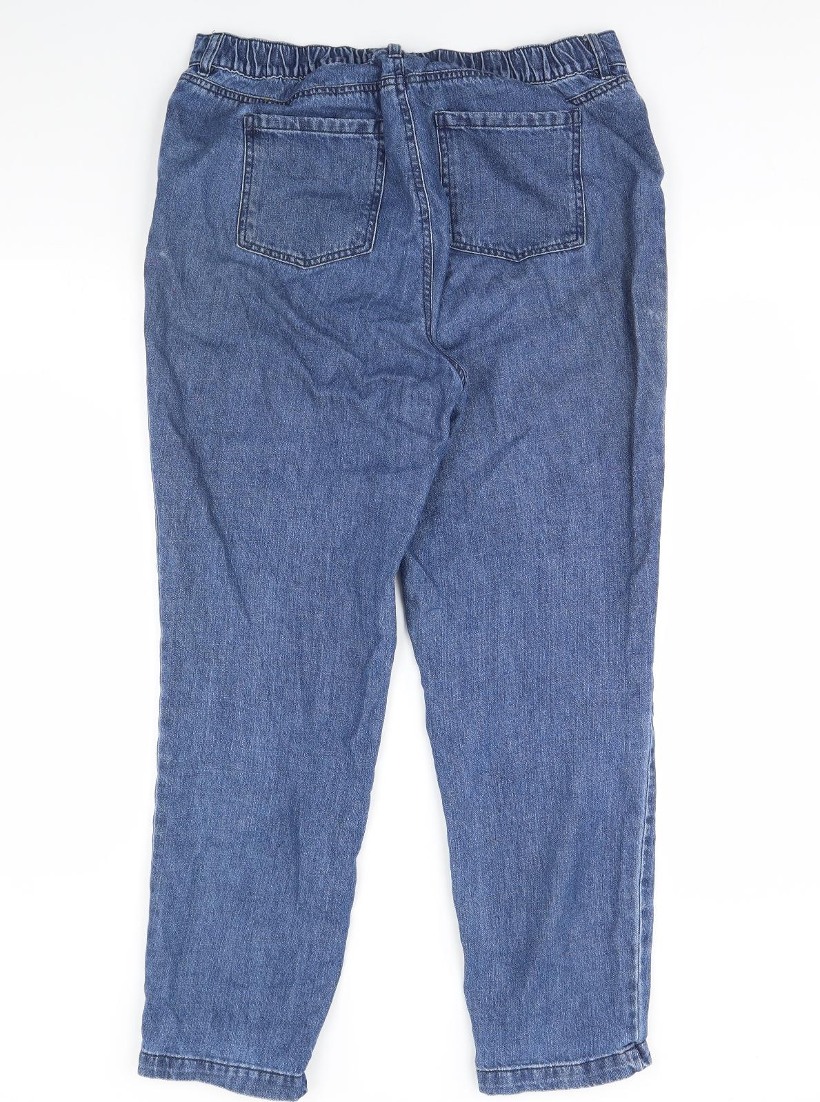 M&Co Womens Blue  Denim Straight Jeans Size 14 L30 in