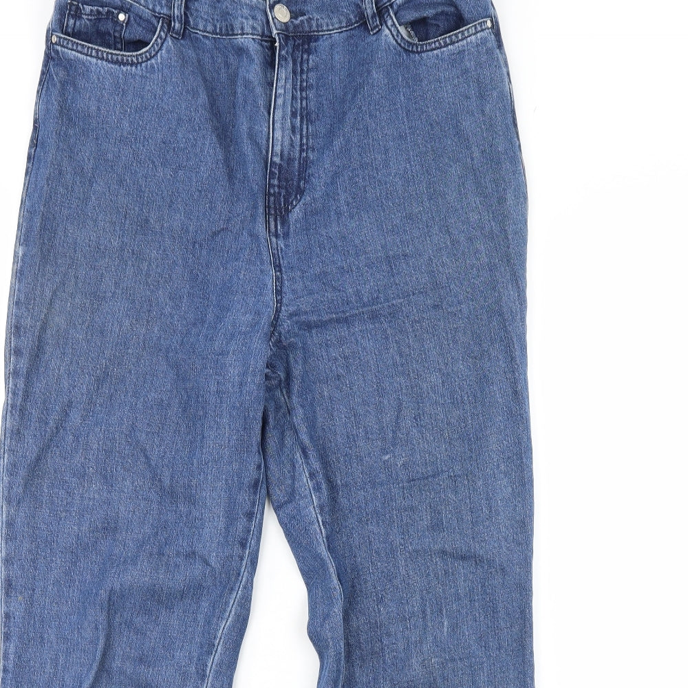 M&Co Womens Blue  Denim Straight Jeans Size 14 L30 in