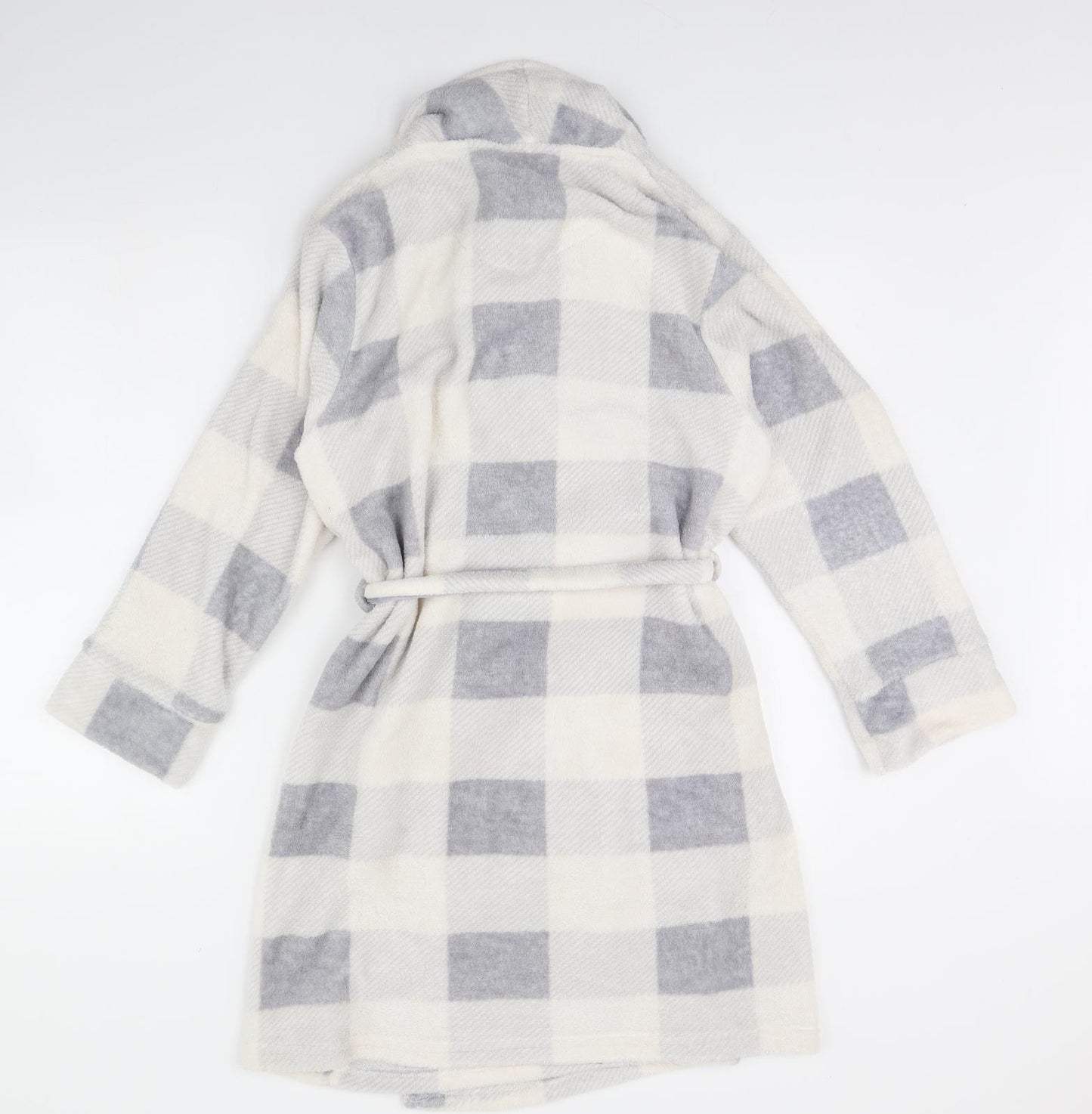 Love to lounge Womens White Plaid Fleece Cami Gown Size XS