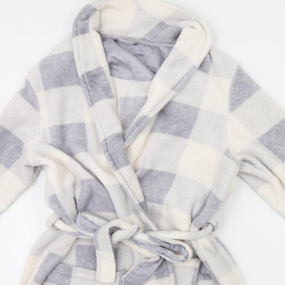 Love to lounge Womens White Plaid Fleece Cami Gown Size XS