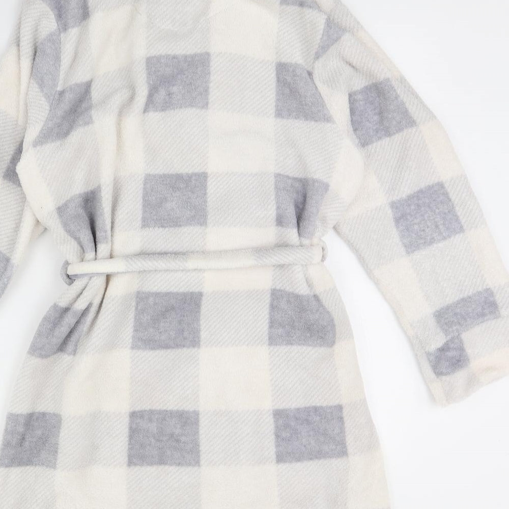 Love to lounge Womens White Plaid Fleece Cami Gown Size XS