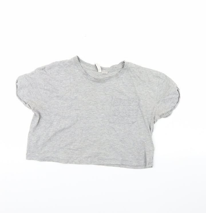 Divided Womens Grey Cropped T-Shirt Size S