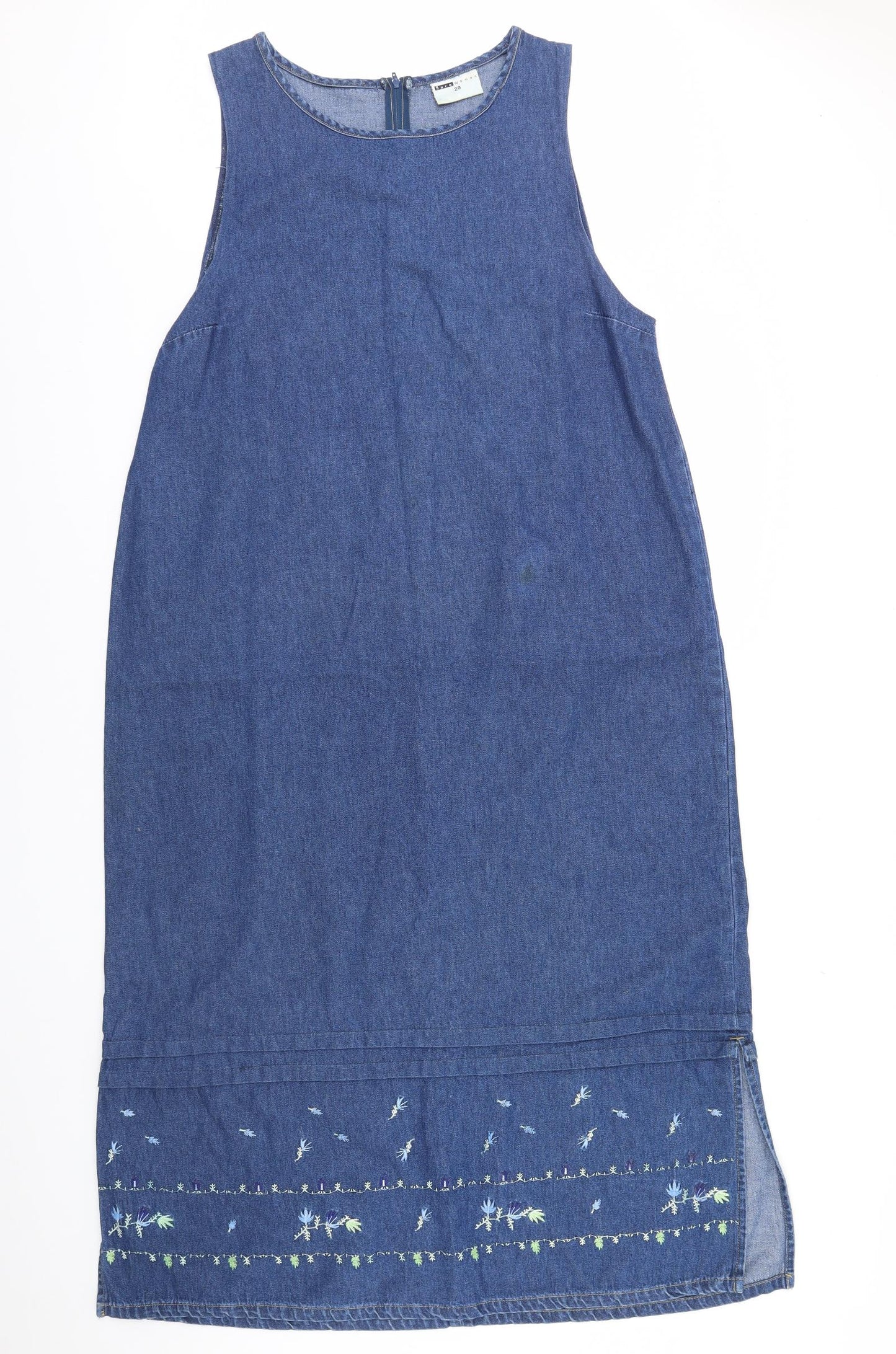 Sara Womens Blue  Denim Pinafore/Dungaree Dress  Size 20