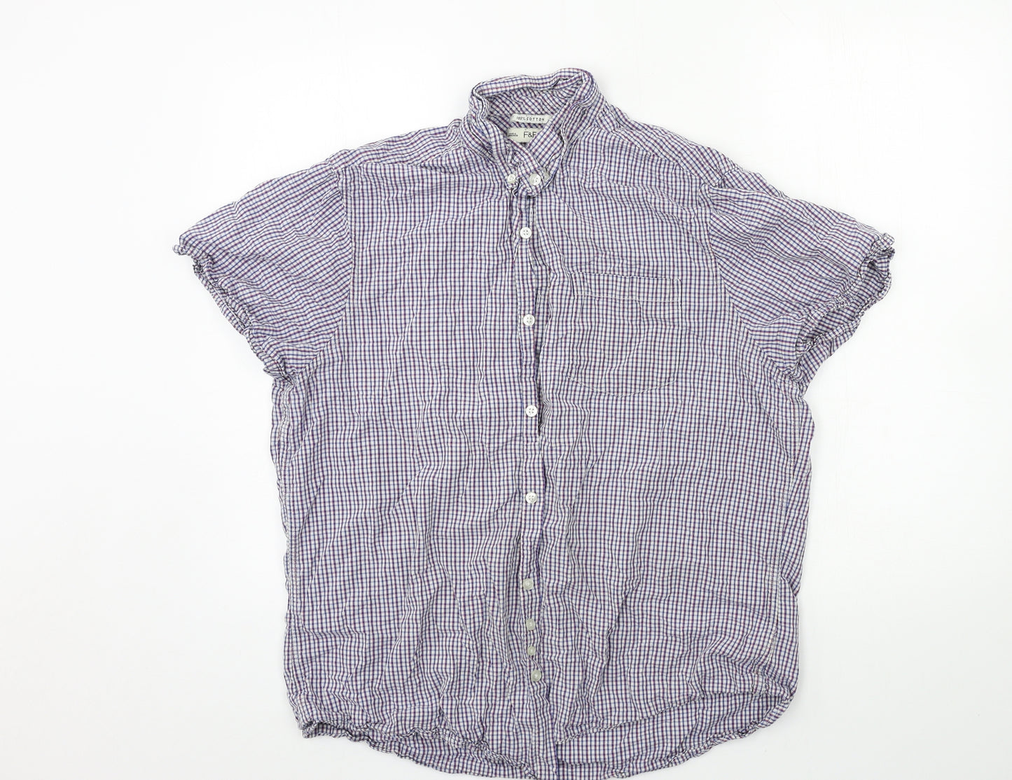 F&F Mens Blue Check   Button-Up Size XL