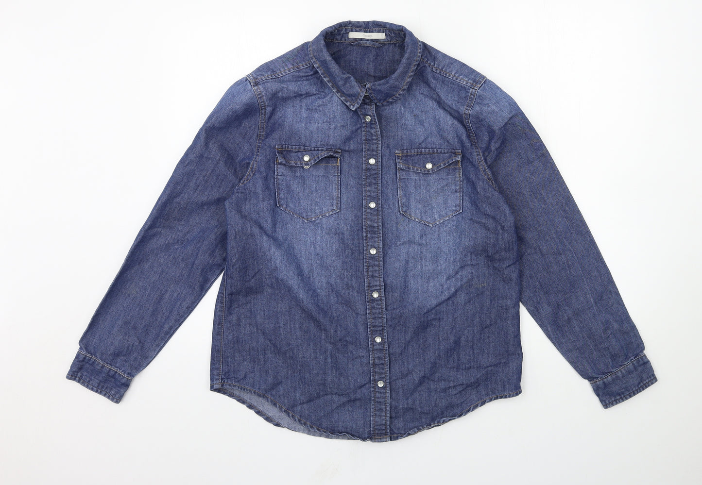 George Womens Blue  Denim Basic Button-Up Size 12