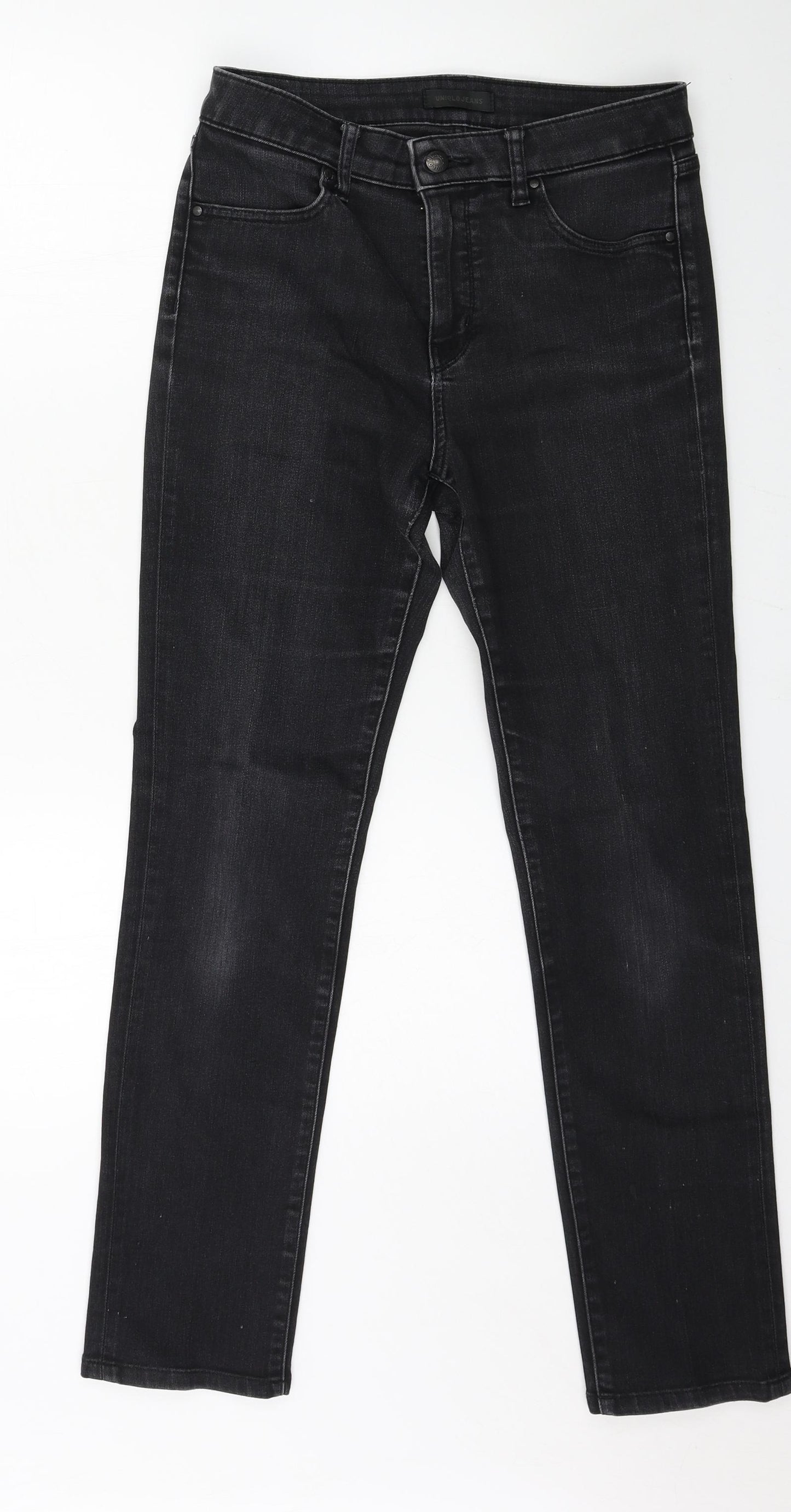 Uniqlo Womens Black  Denim Straight Jeans Size 26 in L33 in