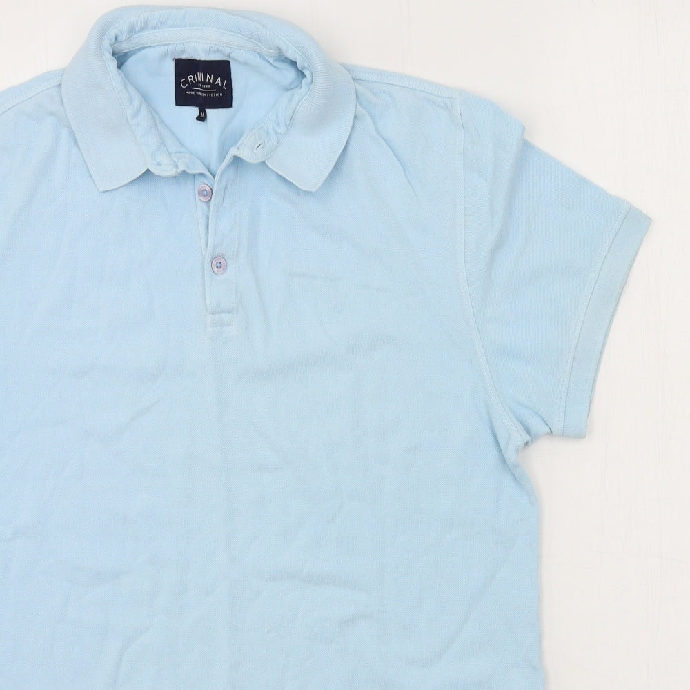 Criminal Mens Blue  Jersey  Polo Size M