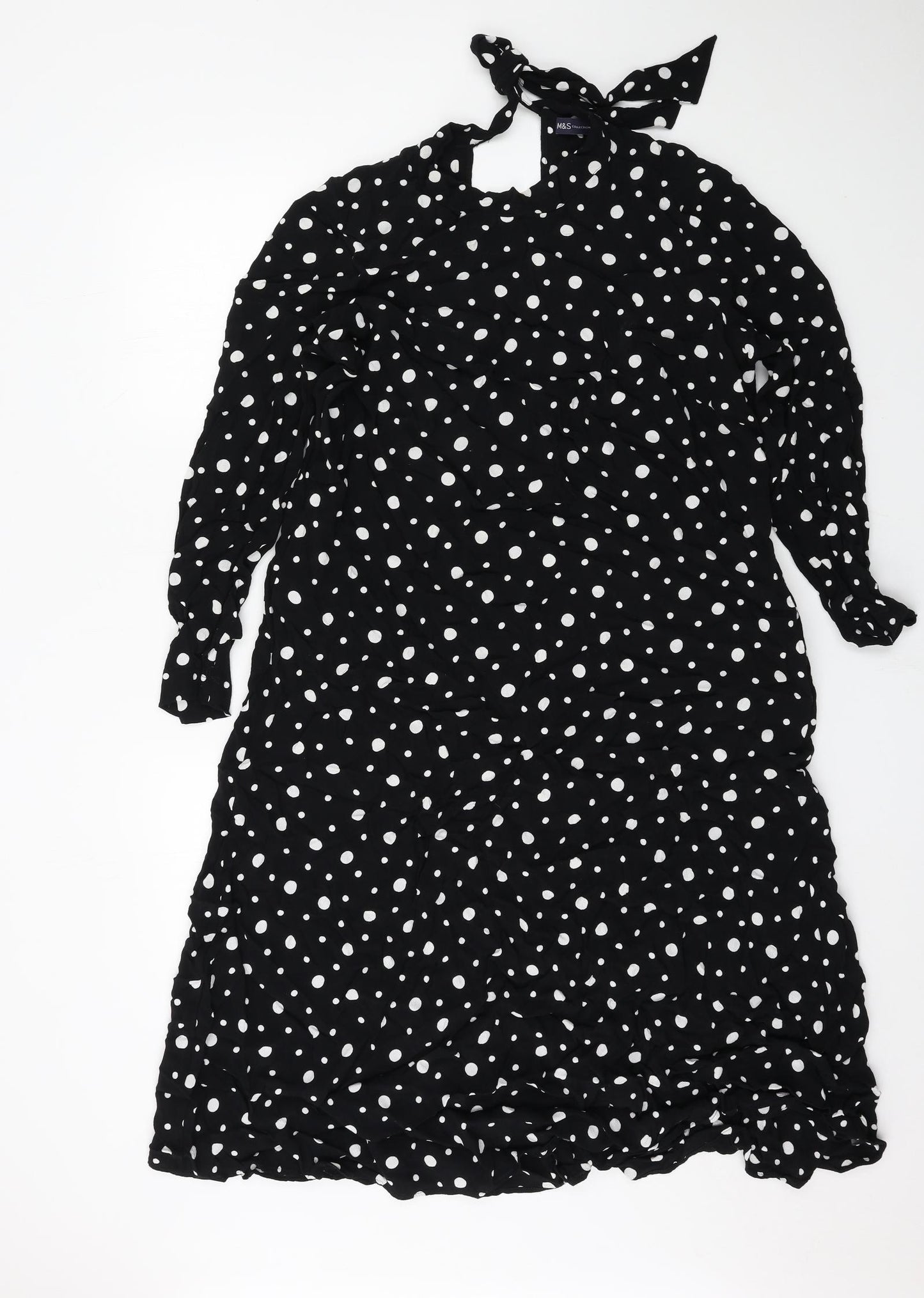 Marks and Spencer Womens Black Polka Dot  A-Line  Size 14