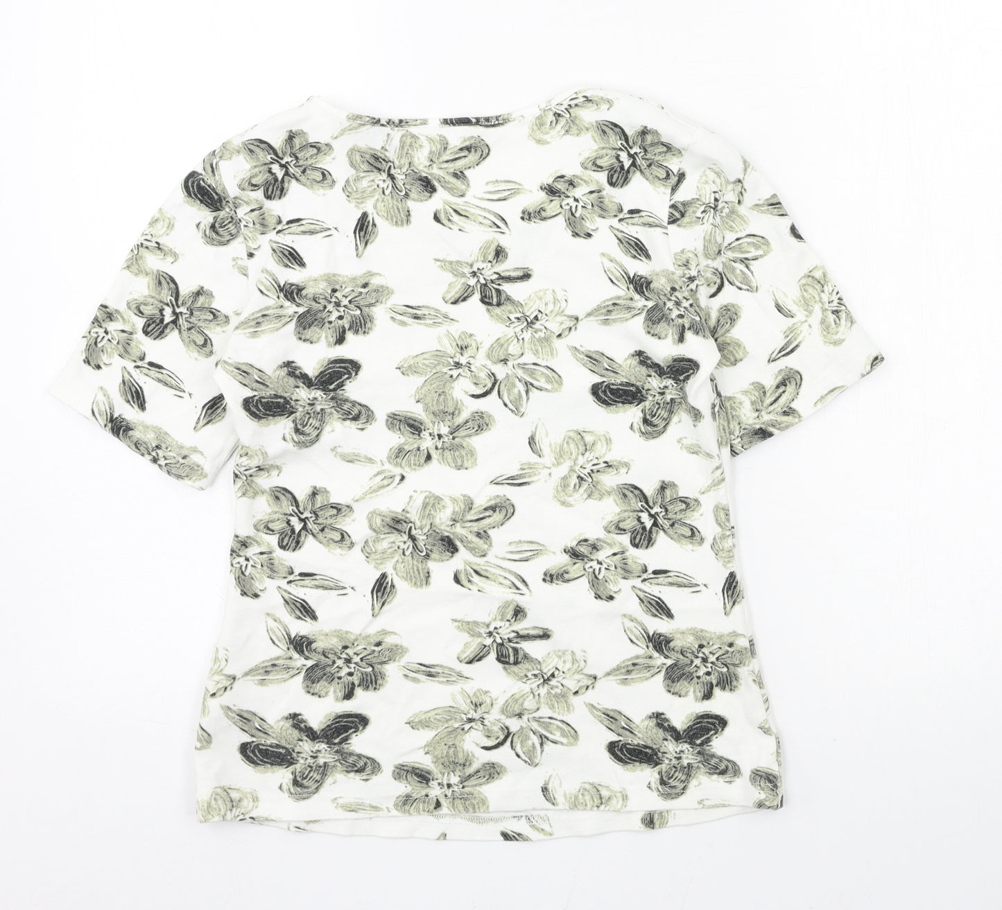Marks and Spencer Womens White Floral  Basic T-Shirt Size 8