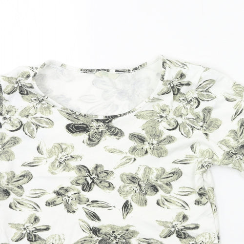 Marks and Spencer Womens White Floral  Basic T-Shirt Size 8