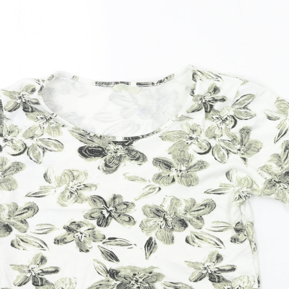 Marks and Spencer Womens White Floral  Basic T-Shirt Size 8