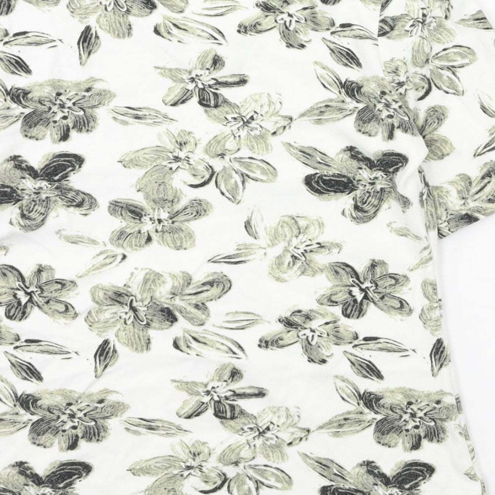 Marks and Spencer Womens White Floral  Basic T-Shirt Size 8