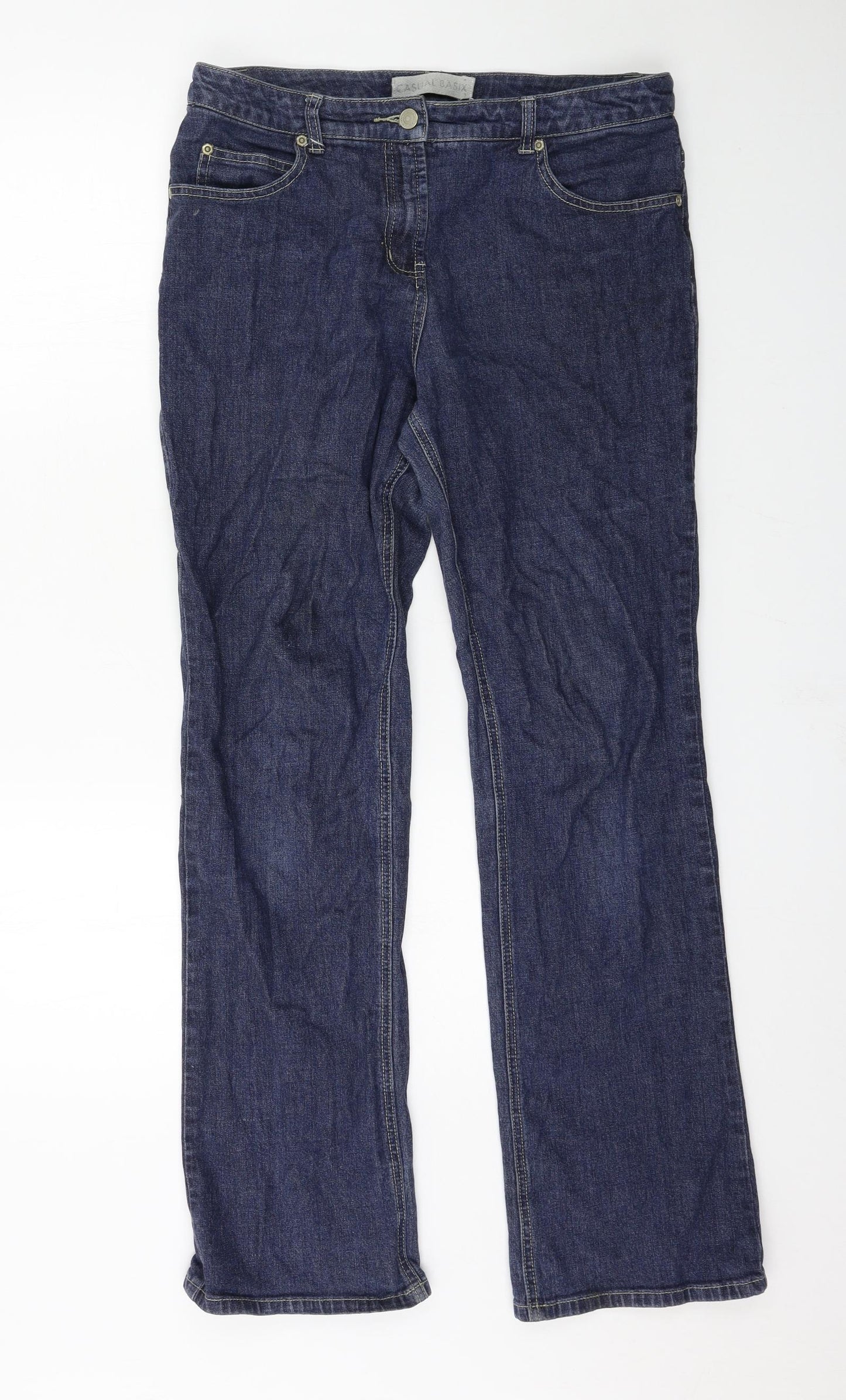 Casual Basix Womens Blue  Denim Straight Jeans Size 12 L29 in