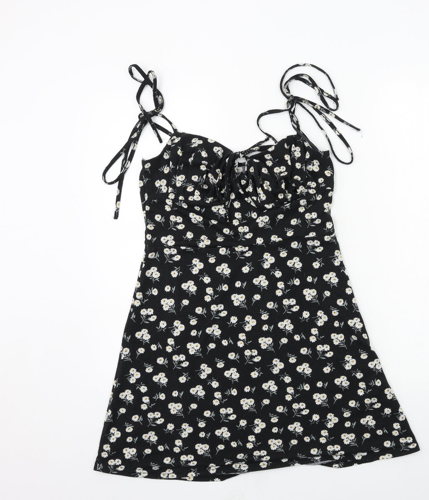 SheIn Womens Black Floral Jersey Slip Dress  Size M