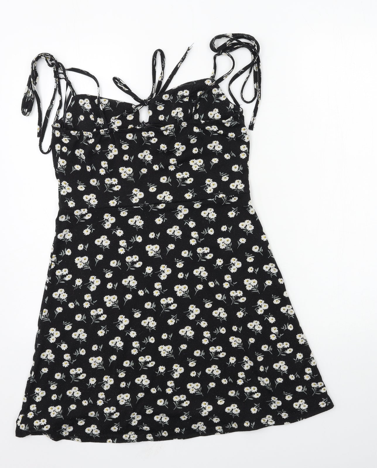 SheIn Womens Black Floral Jersey Slip Dress  Size M