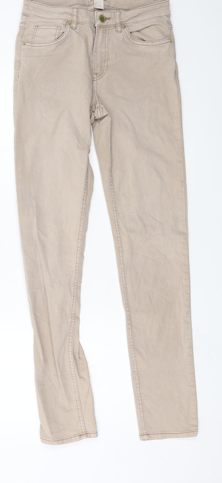 H&M Womens Brown Denim Straight Jeans Size 8 L29 in