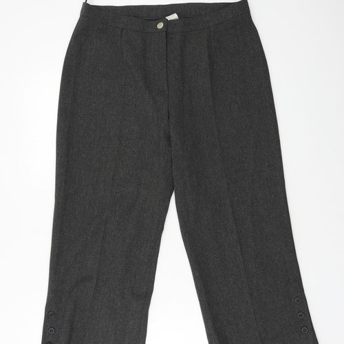 Zet Ka Moda Womens Grey   Cropped Trousers Size 14 L22 in