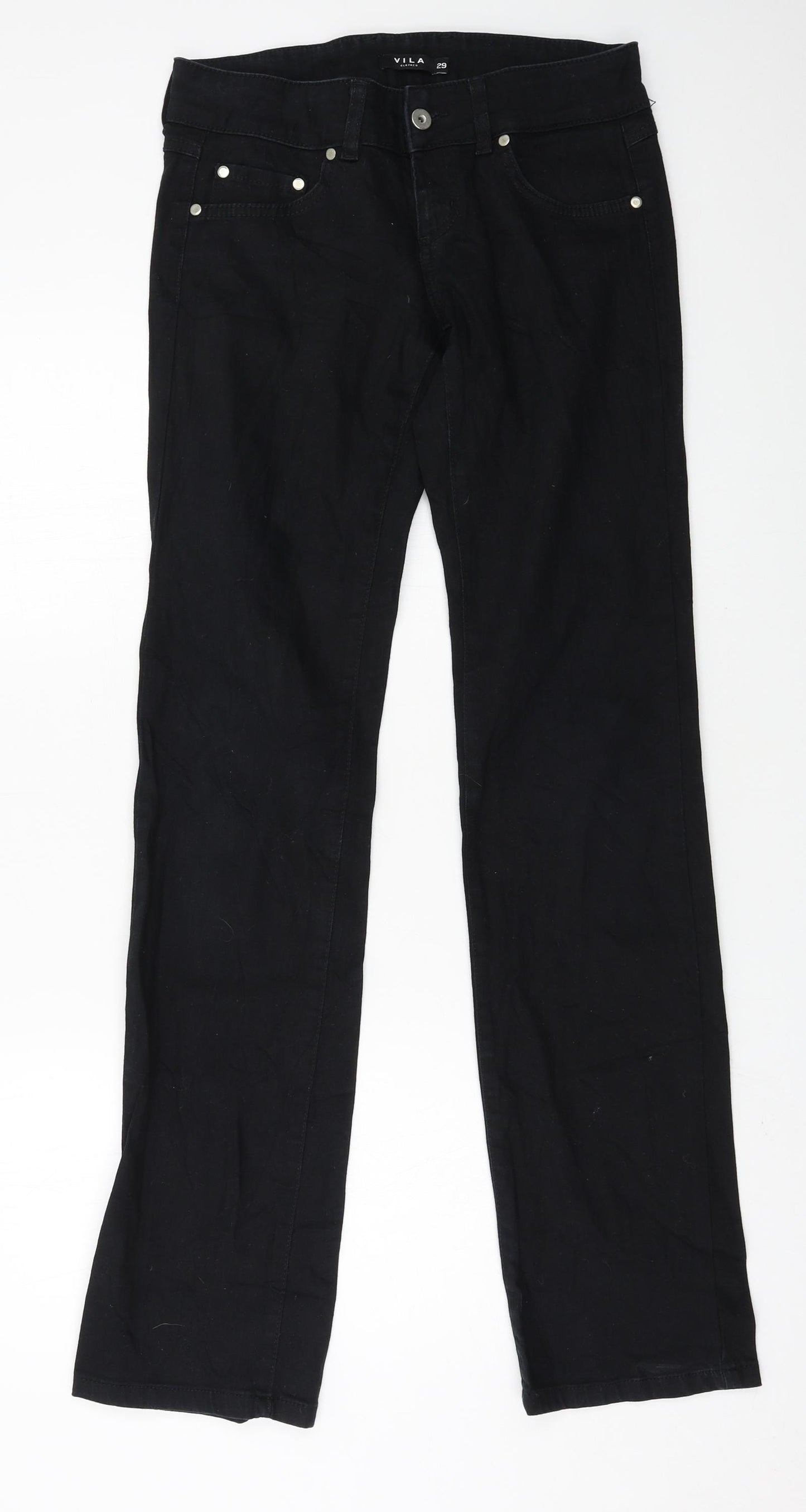 VILA Womens Black  Denim Straight Jeans Size 29 in L33 in