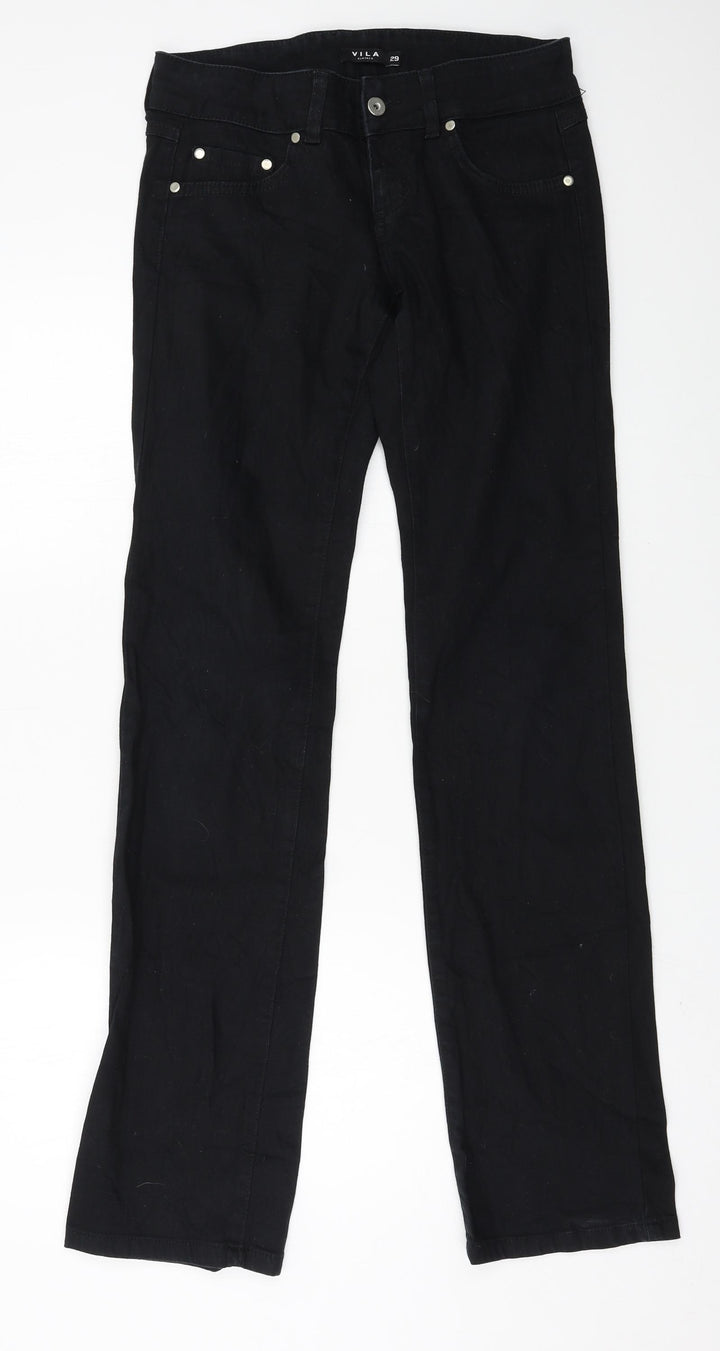 VILA Womens Black  Denim Straight Jeans Size 29 in L33 in