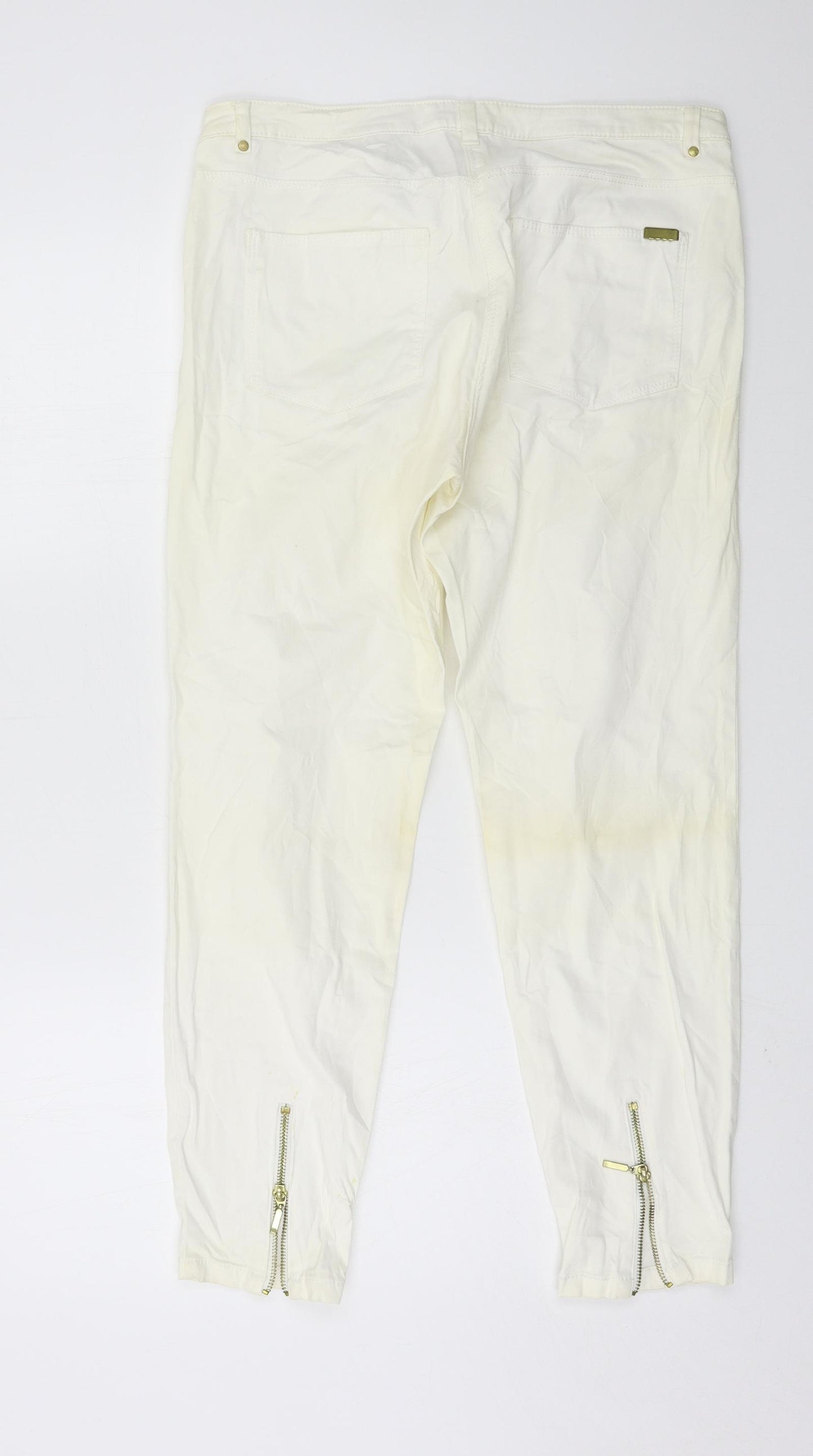 H&M Womens Ivory  Denim Skinny Jeans Size 14 L26 in
