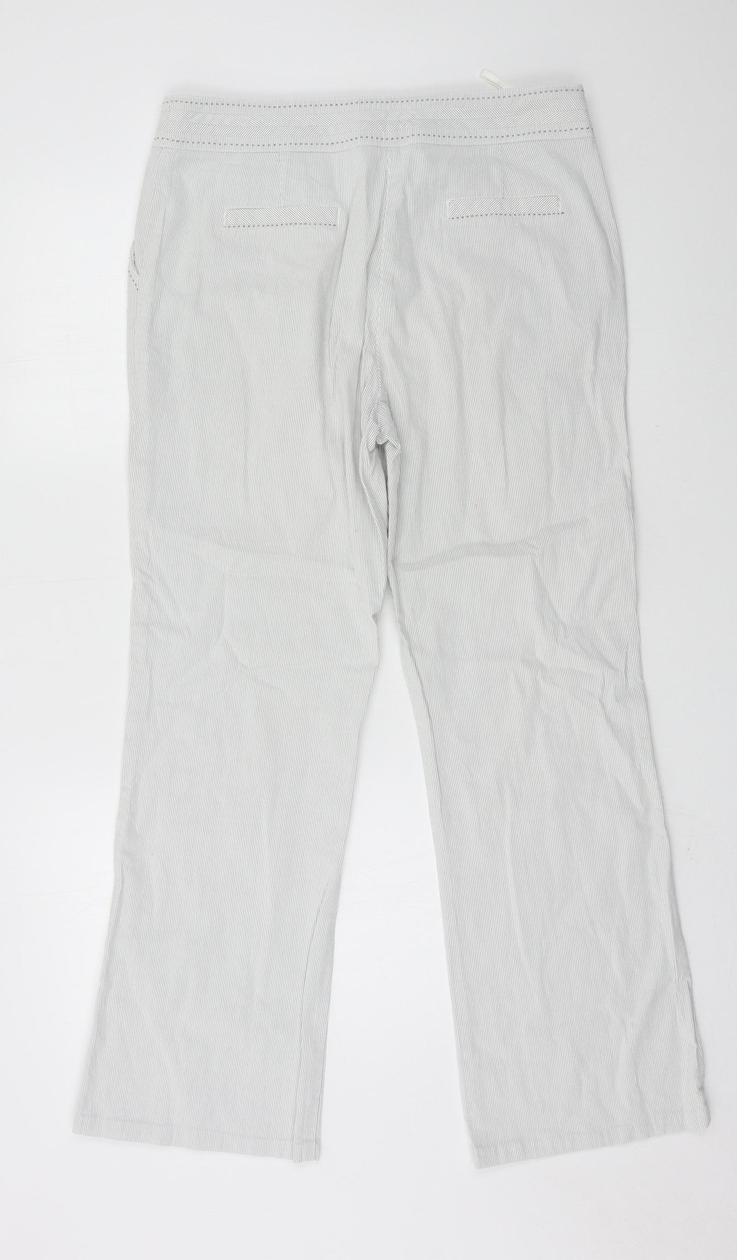 Per Una Womens Grey Striped  Trousers  Size 12 L28 in
