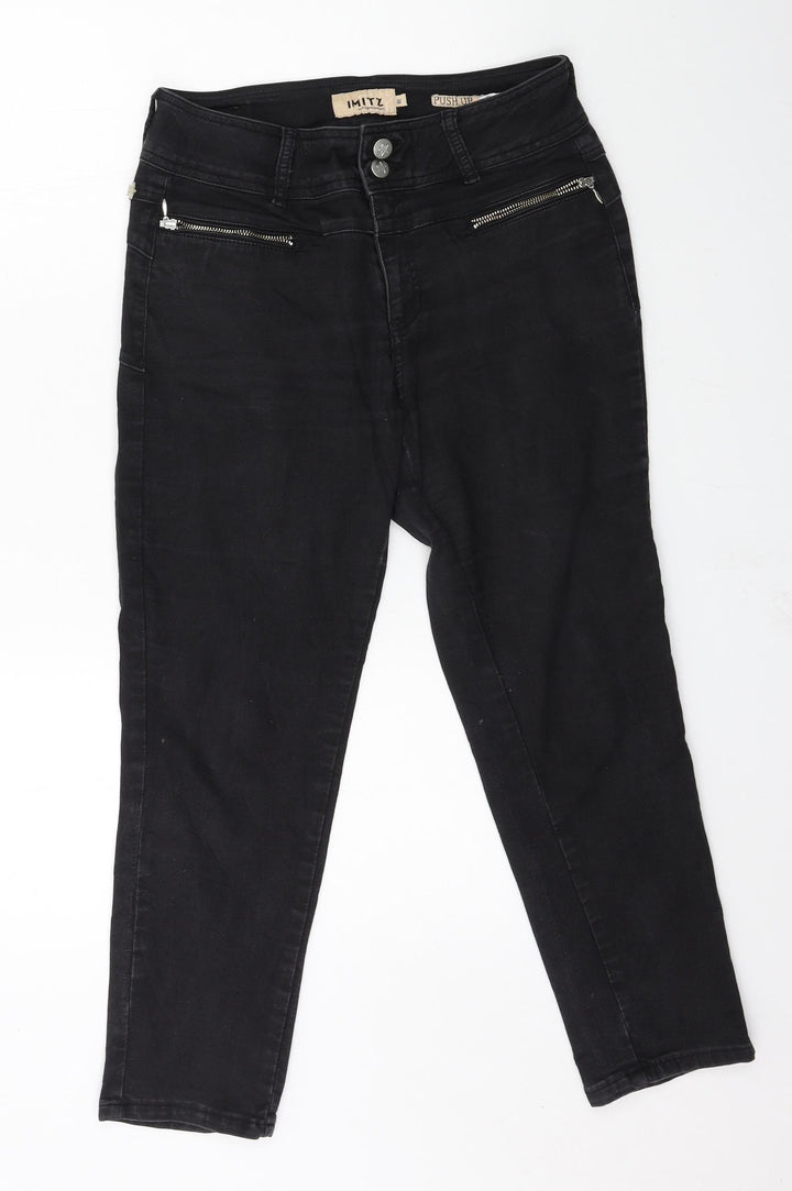 Imitz Womens Black Denim Straight Jeans Size 10 L24 in