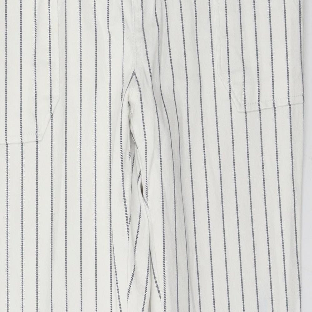 Mango Womens White Striped Denim Straight Jeans Size 12 L28 in