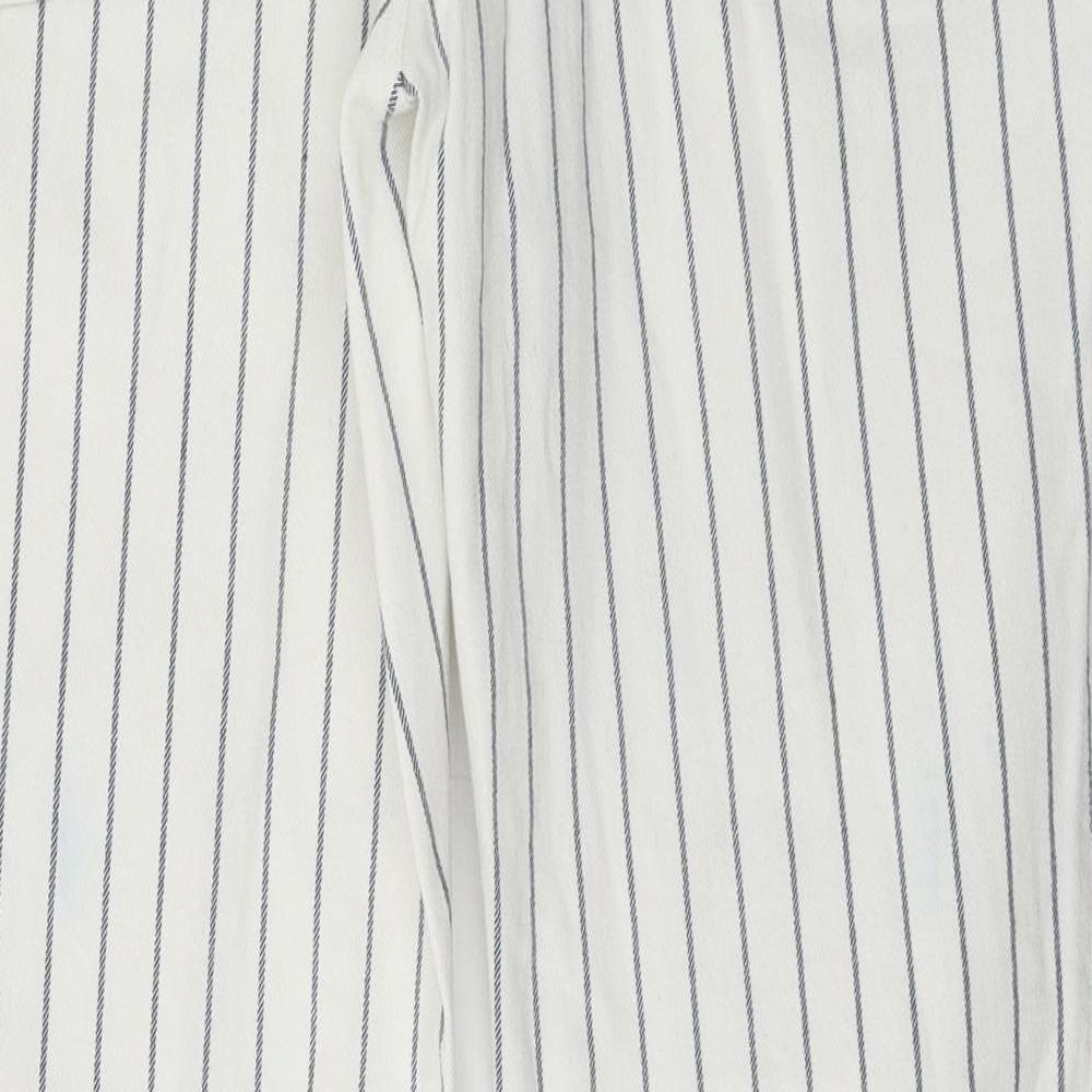 Mango Womens White Striped Denim Straight Jeans Size 12 L28 in