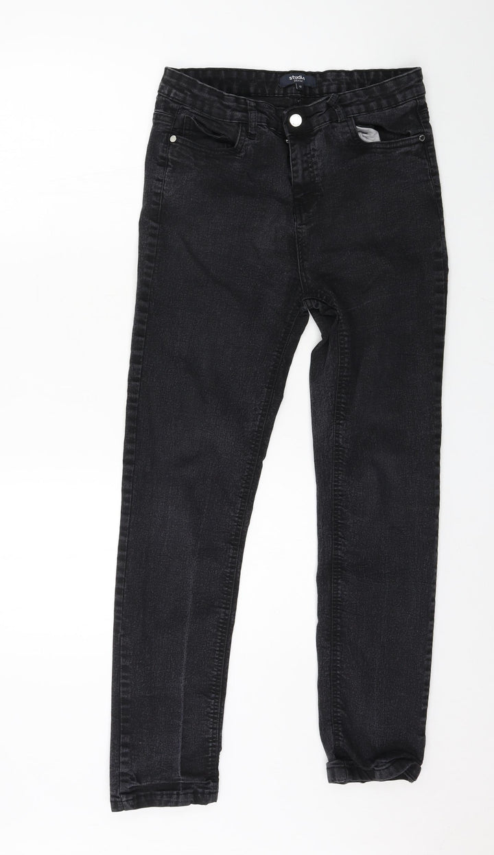 Studio Womens Grey  Denim Straight Jeans Size 12 L27 in