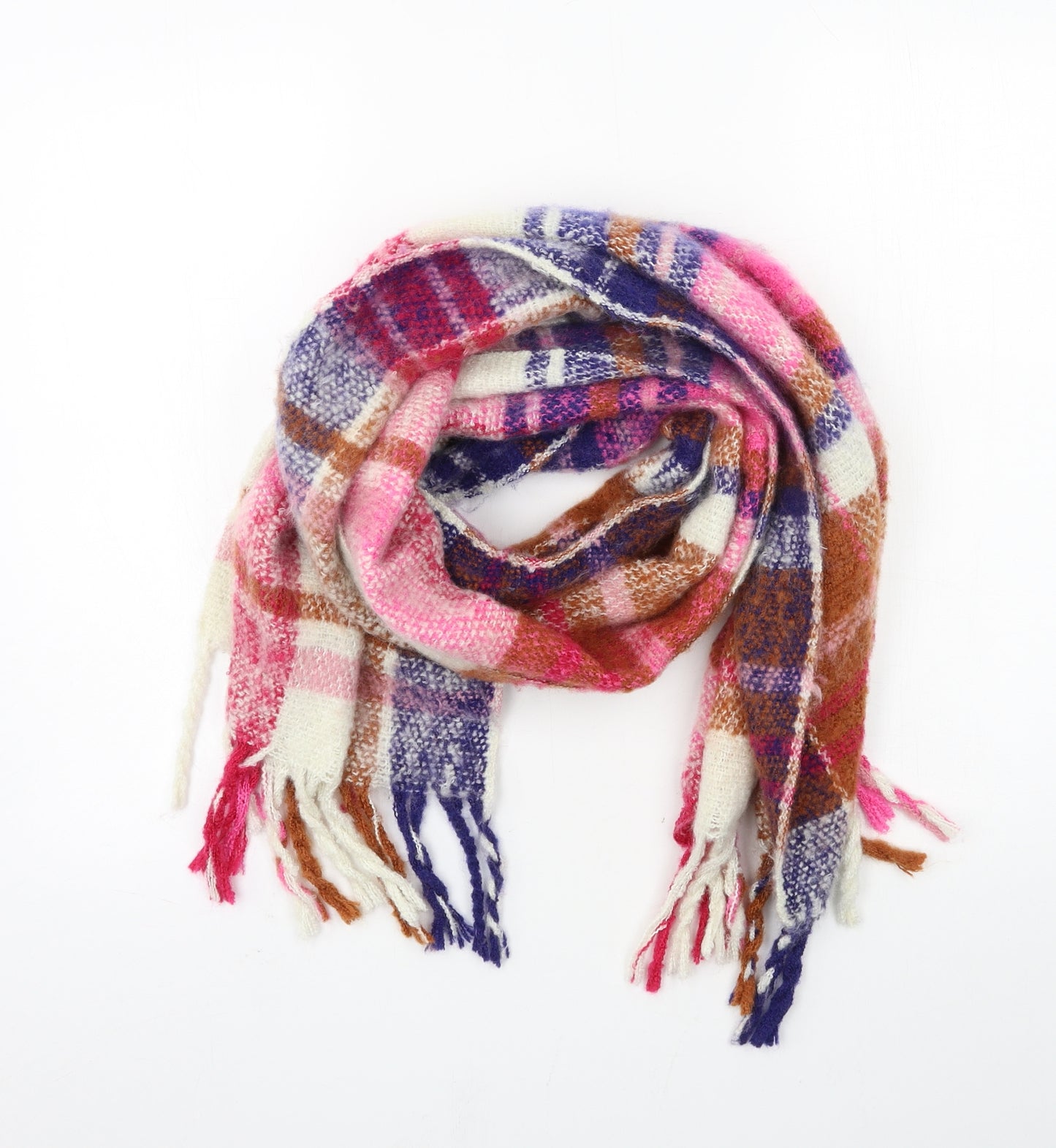 Preworn Womens Multicoloured Plaid Knit  Scarf