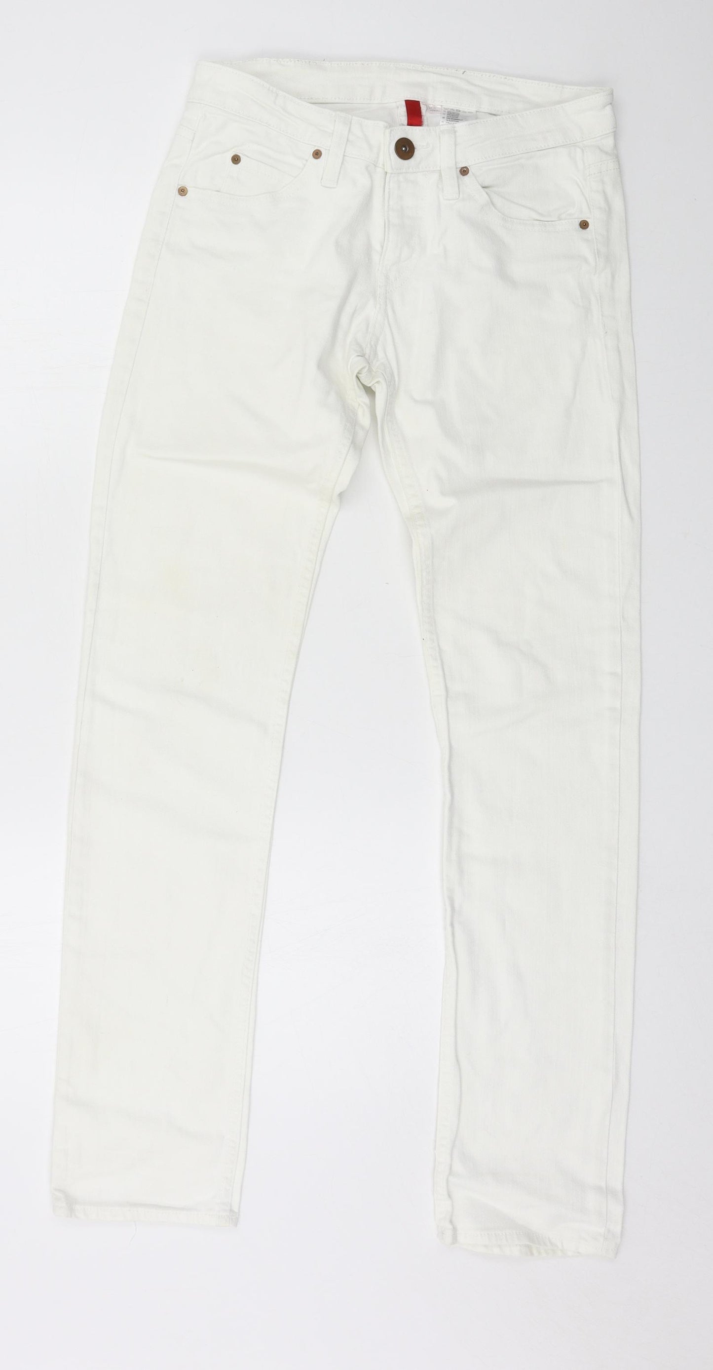 H&M Womens White  Denim Straight Jeans Size 8 L29 in