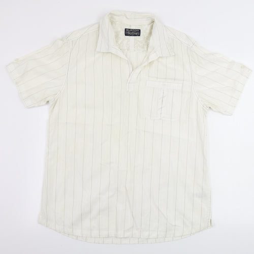 Burton Mens Ivory Striped   Polo Size L