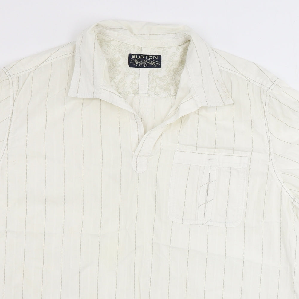 Burton Mens Ivory Striped   Polo Size L