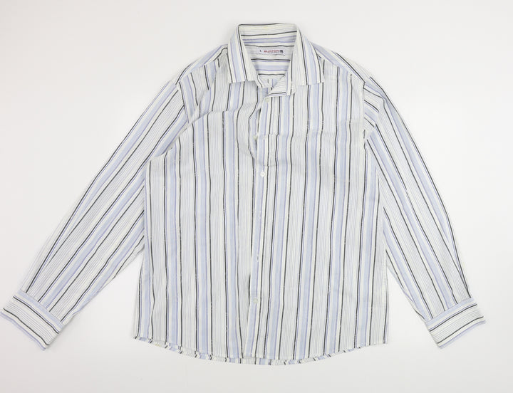 Burton Mens White Striped Button-Up Size L