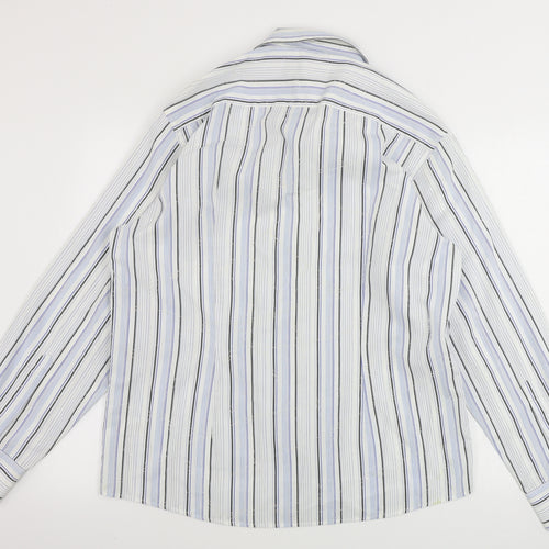 Burton Mens White Striped   Button-Up Size L