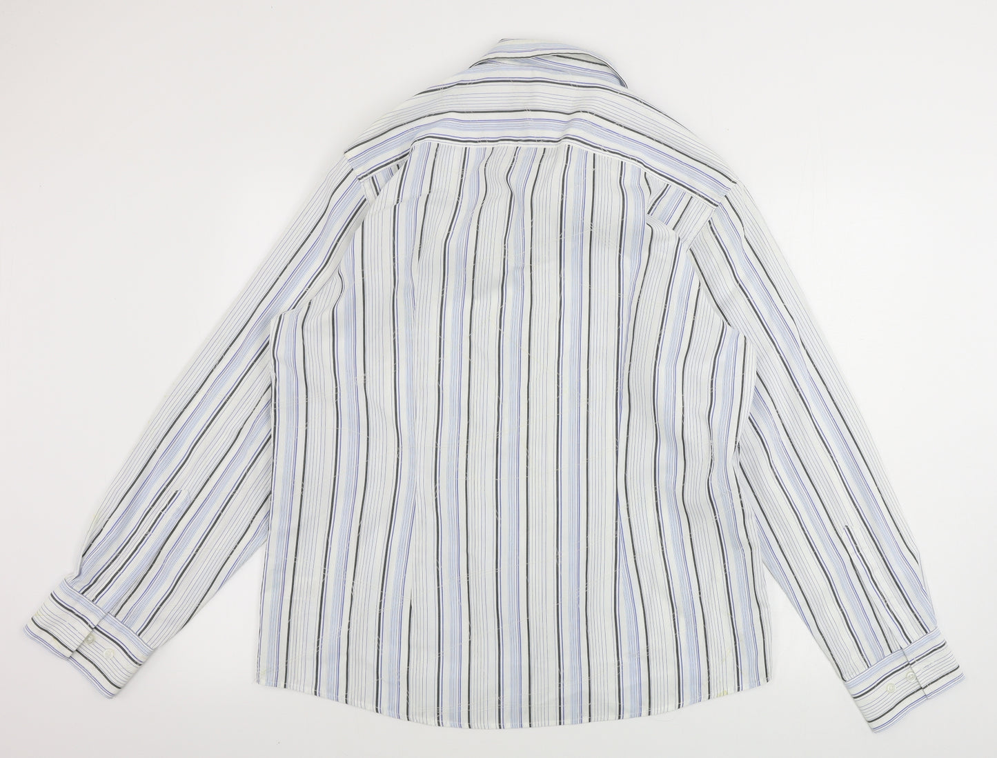 Burton Mens White Striped   Button-Up Size L