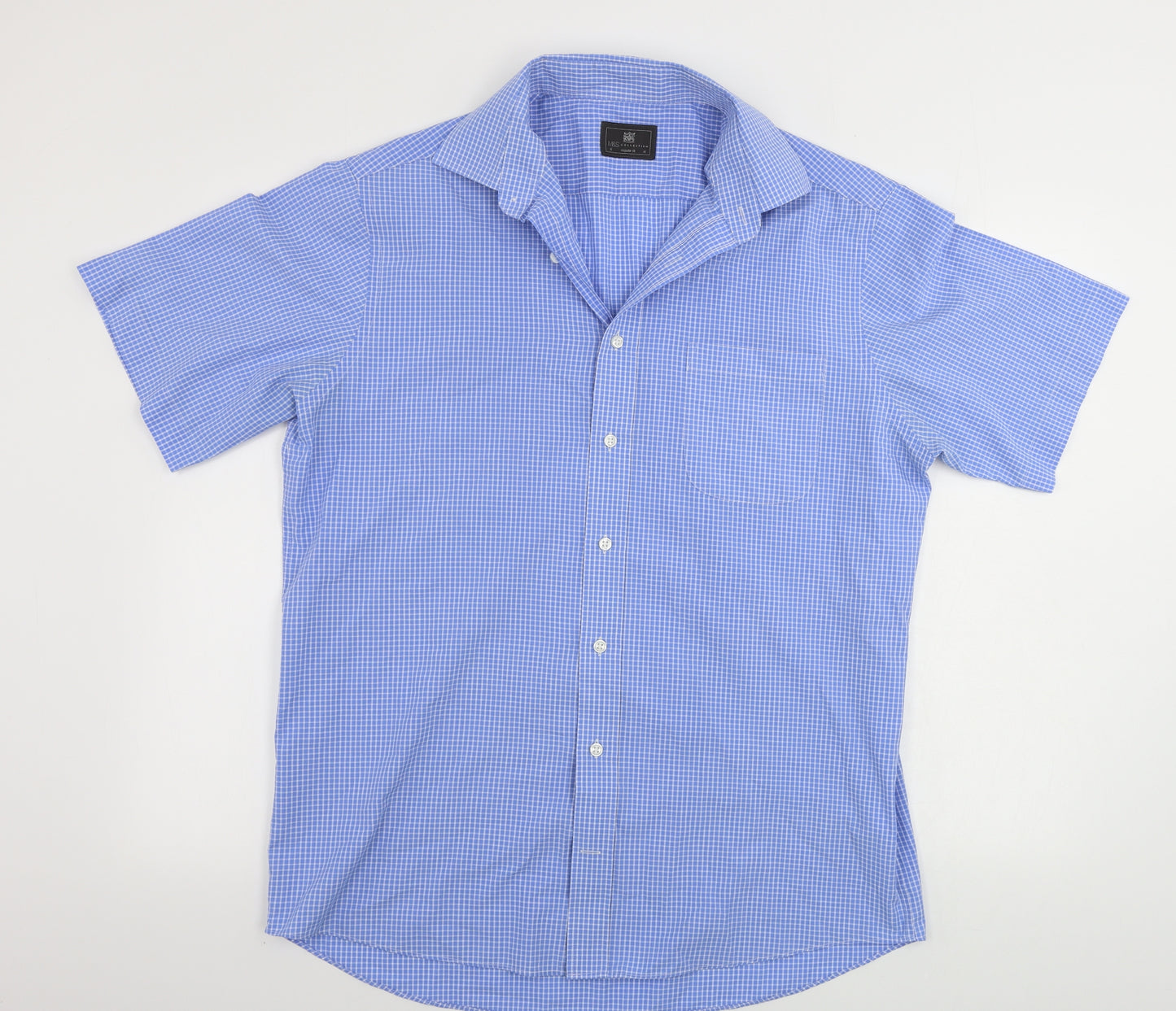Marks and Spencer  Mens Blue Check   Button-Up Size 16