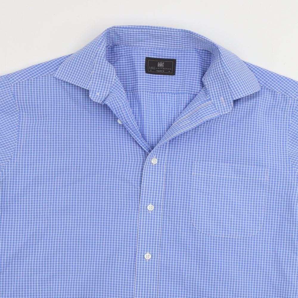 Marks and Spencer  Mens Blue Check   Button-Up Size 16