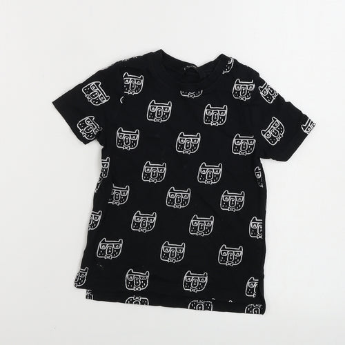 George Boys Black Animal Print  Basic T-Shirt Size 2-3 Years