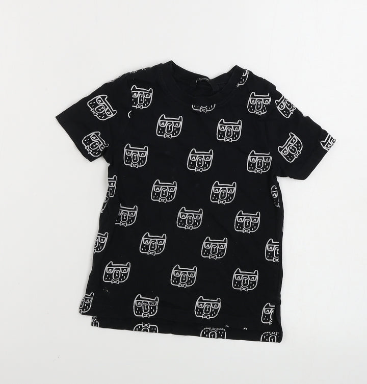 George Boys Black Animal Print  Basic T-Shirt Size 2-3 Years